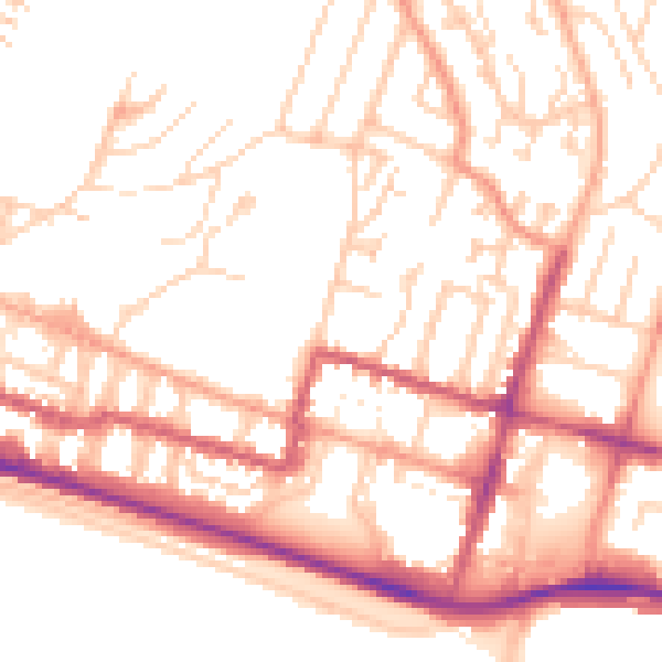 Daytime road noise heatmap for BN2 5YW