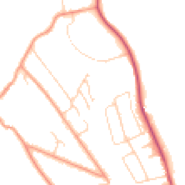Daytime road noise heatmap for BN2 7BZ