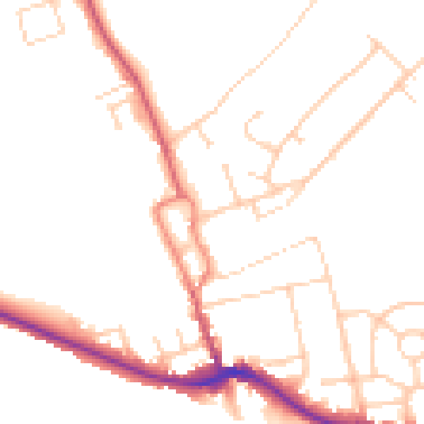 Daytime road noise heatmap for BN2 7DE