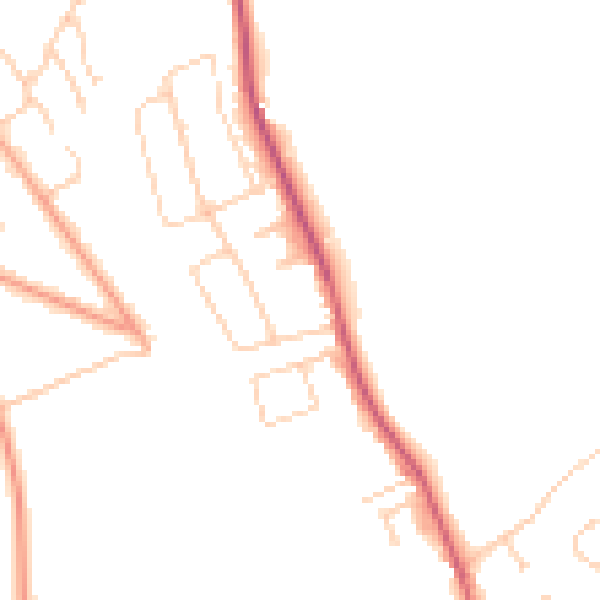 Daytime road noise heatmap for BN2 7FY