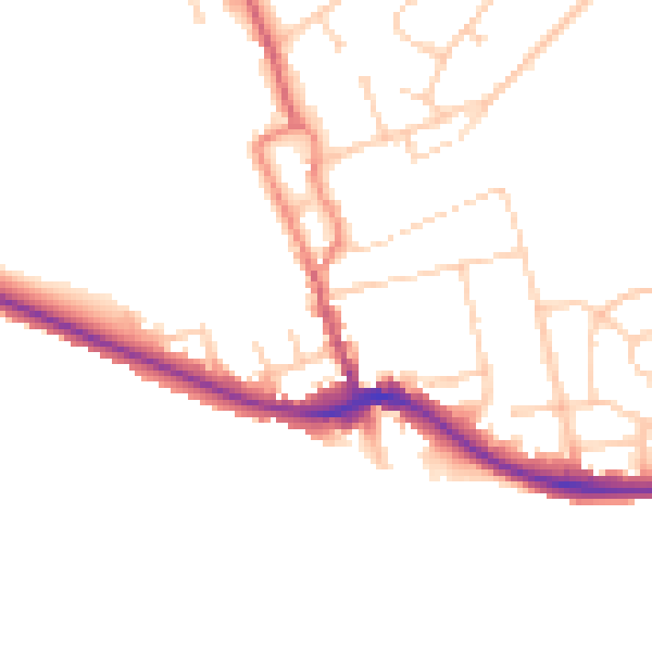 Daytime road noise heatmap for BN2 7HE