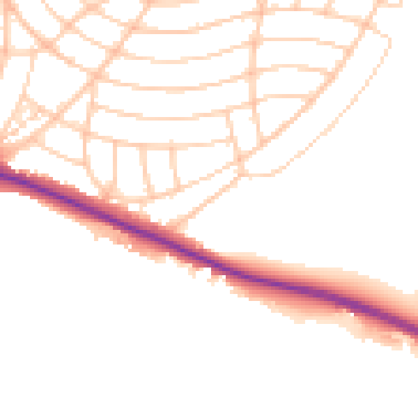 Daytime road noise heatmap for BN2 8DE