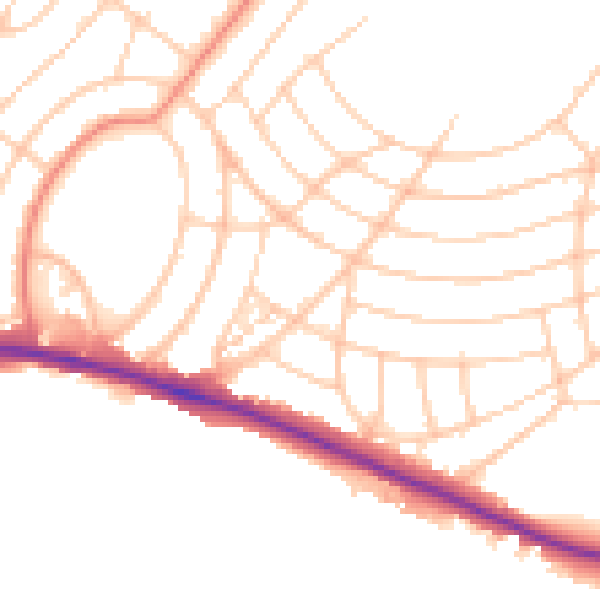Daytime road noise heatmap for BN2 8DW