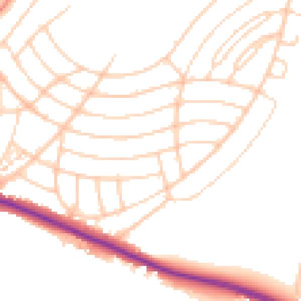 Daytime road noise heatmap for BN2 8EL