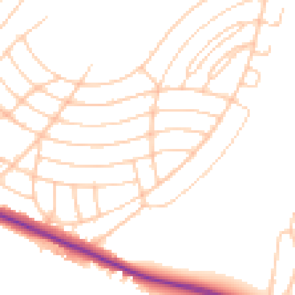 Daytime road noise heatmap for BN2 8EN