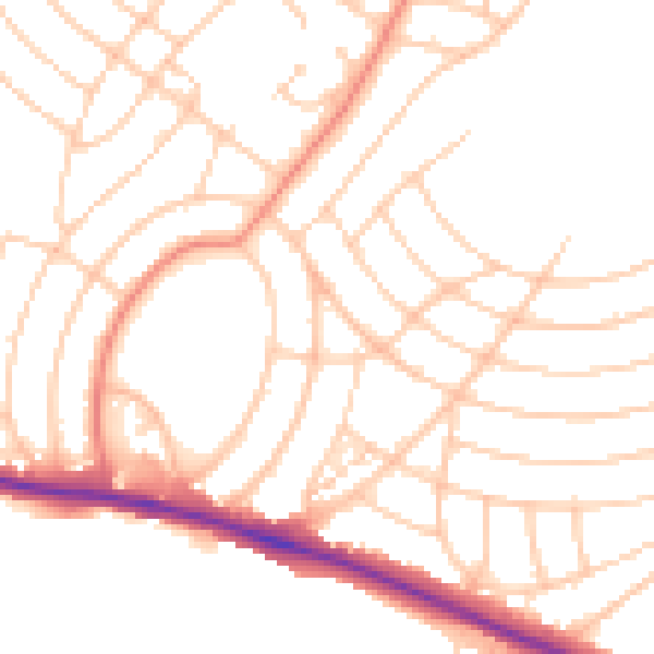 Daytime road noise heatmap for BN2 8LL