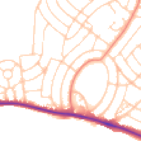 Daytime road noise heatmap for BN2 8SG