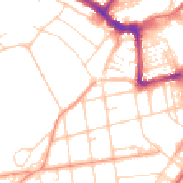 Daytime road noise heatmap for BN20 7DT