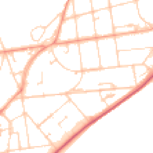Daytime road noise heatmap for BN20 7EP