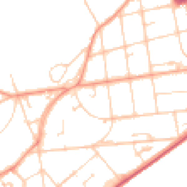 Daytime road noise heatmap for BN20 7EQ