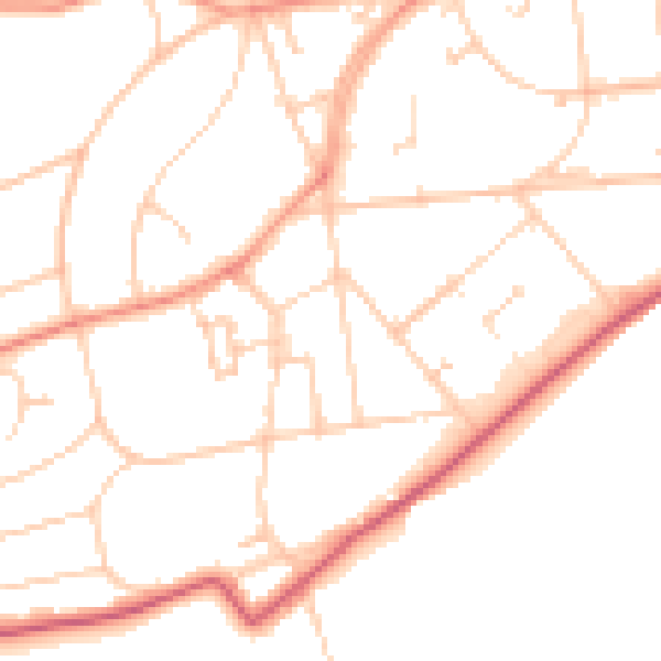 Daytime road noise heatmap for BN20 7NR
