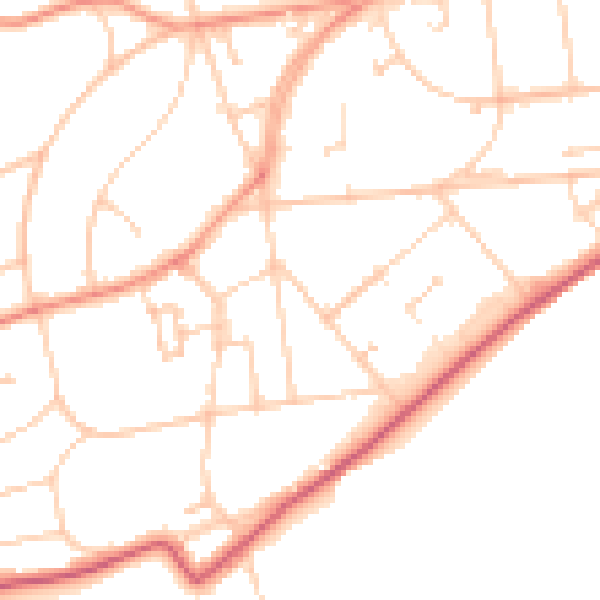 Daytime road noise heatmap for BN20 7NT
