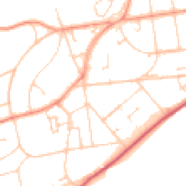 Daytime road noise heatmap for BN20 7NW