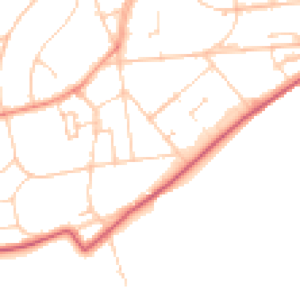 Daytime road noise heatmap for BN20 7PB