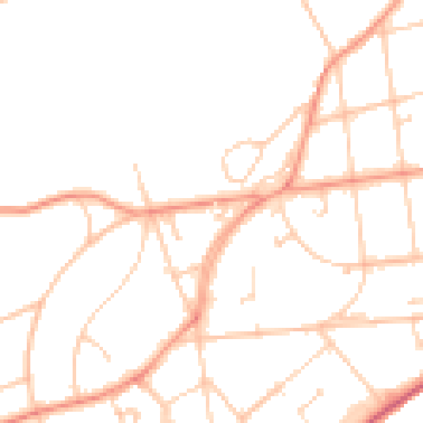 Daytime road noise heatmap for BN20 7QQ