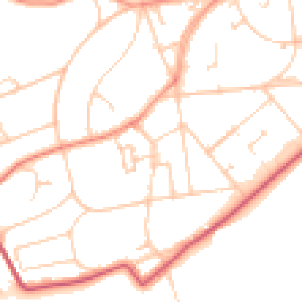 Daytime road noise heatmap for BN20 7QY