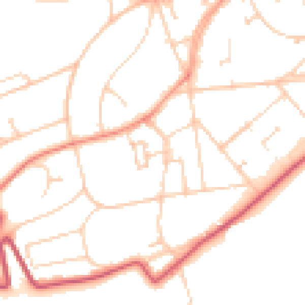 Daytime road noise heatmap for BN20 7RA