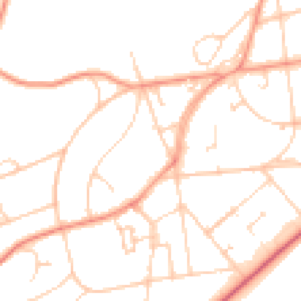 Daytime road noise heatmap for BN20 7RQ