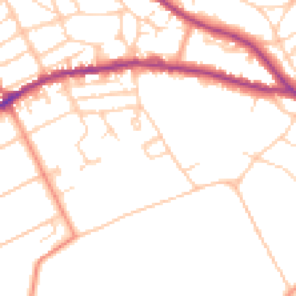 Daytime road noise heatmap for BN20 8AE