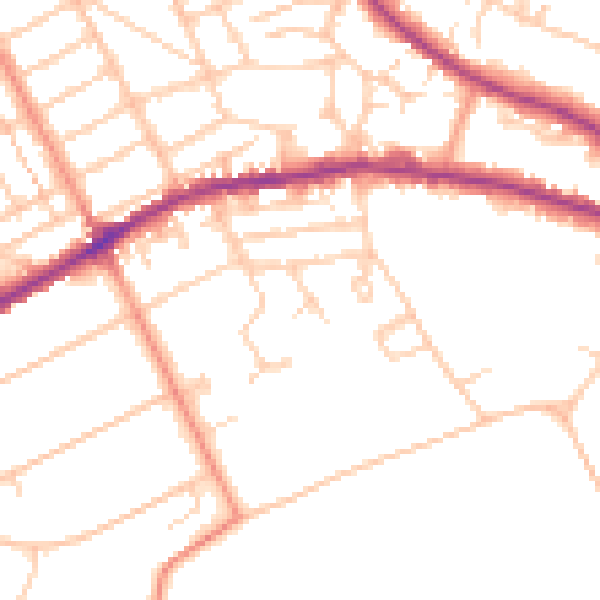 Daytime road noise heatmap for BN20 8AJ