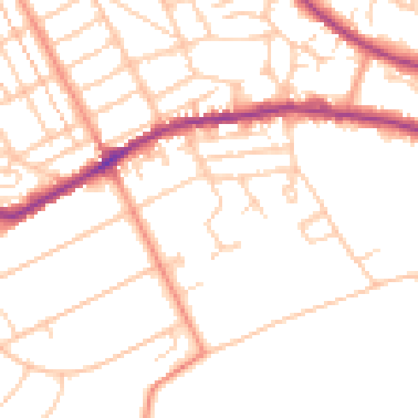 Daytime road noise heatmap for BN20 8AW
