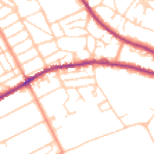 Daytime road noise heatmap for BN20 8AY