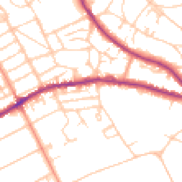 Daytime road noise heatmap for BN20 8BD