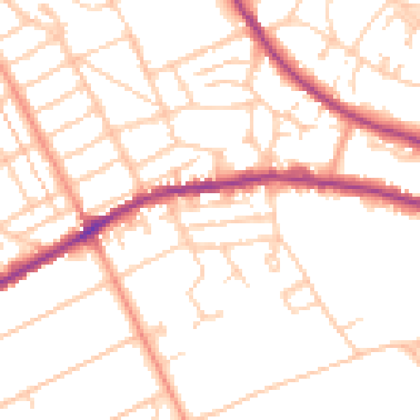 Daytime road noise heatmap for BN20 8BG