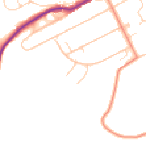 Daytime road noise heatmap for BN20 8DD