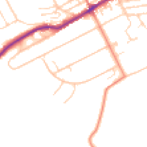 Daytime road noise heatmap for BN20 8DN