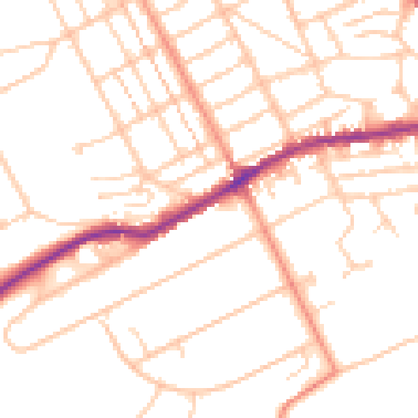 Daytime road noise heatmap for BN20 8EF