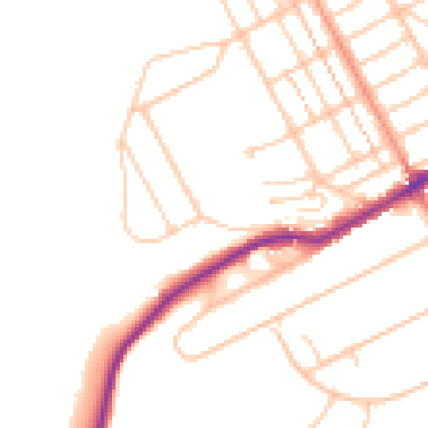 Daytime road noise heatmap for BN20 8EY
