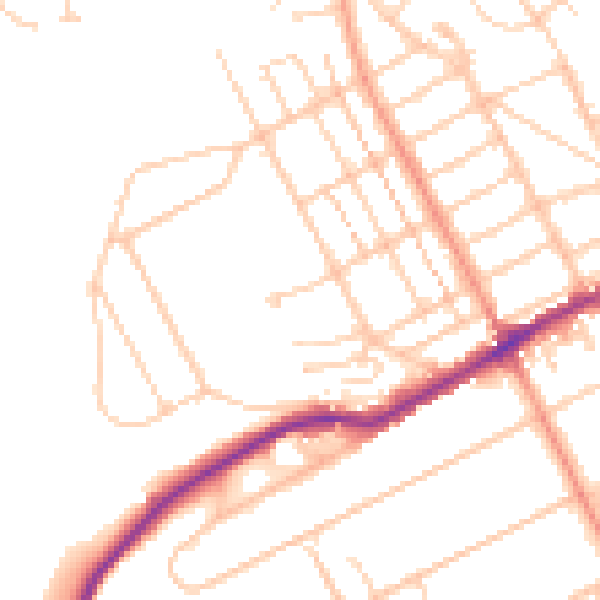 Daytime road noise heatmap for BN20 8HZ
