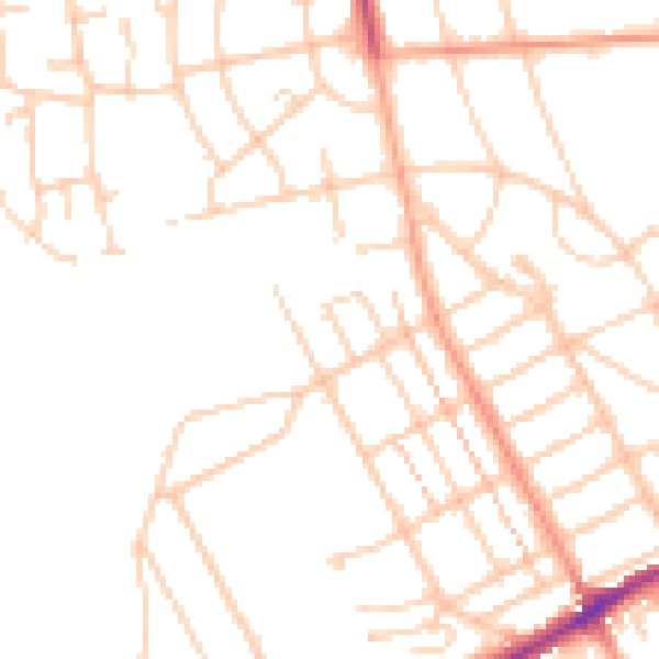 Daytime road noise heatmap for BN20 8LW