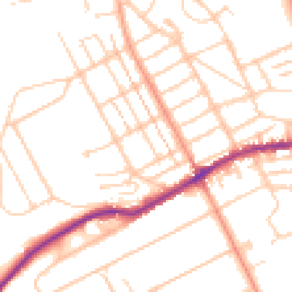 Daytime road noise heatmap for BN20 8LY