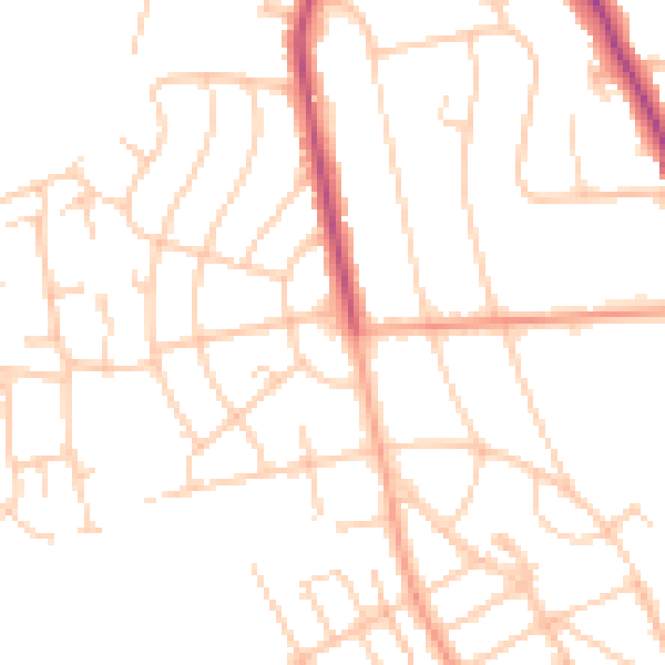 Daytime road noise heatmap for BN20 8QA