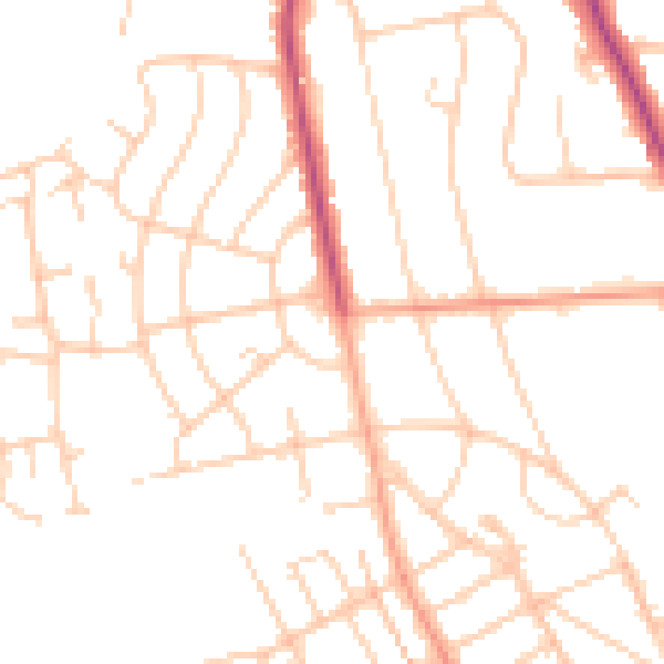 Daytime road noise heatmap for BN20 8QJ