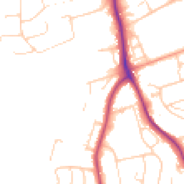 Daytime road noise heatmap for BN20 9AB