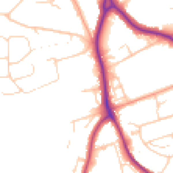 Daytime road noise heatmap for BN20 9AE