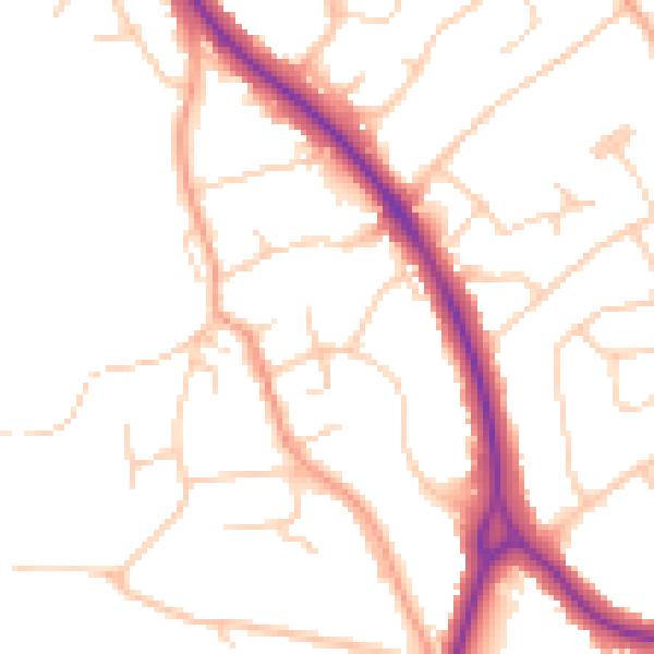 Daytime road noise heatmap for BN20 9AT
