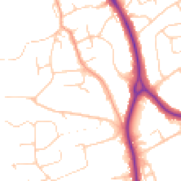 Daytime road noise heatmap for BN20 9EE