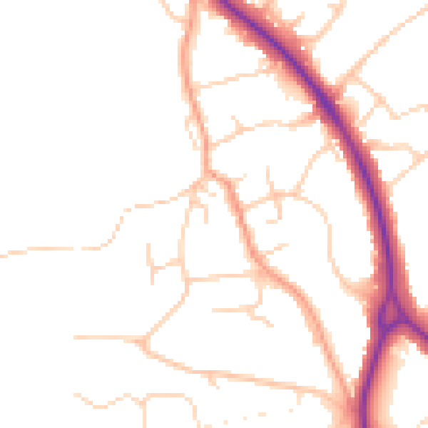 Daytime road noise heatmap for BN20 9EL