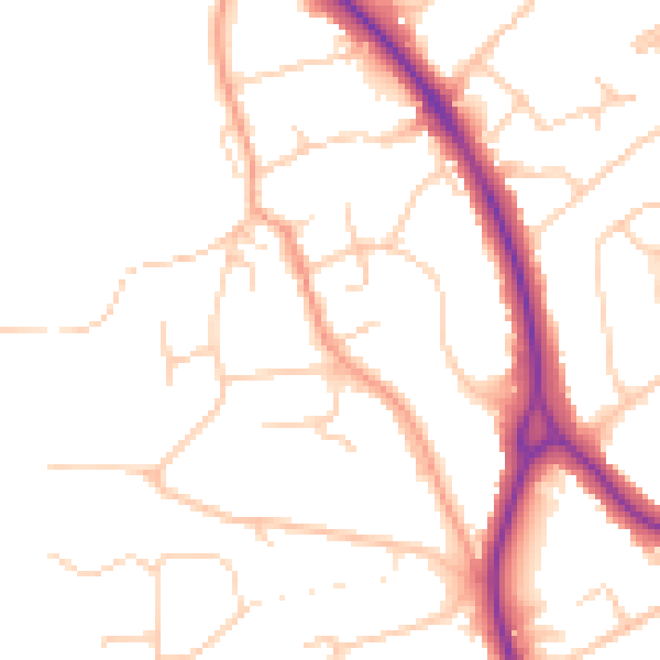 Daytime road noise heatmap for BN20 9HE