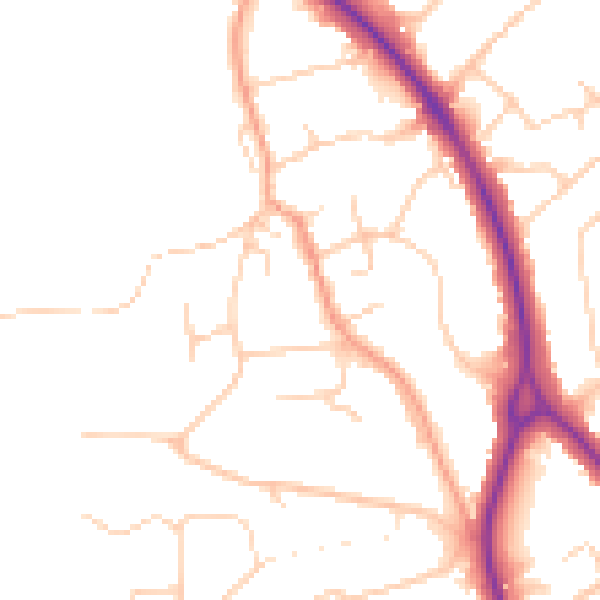 Daytime road noise heatmap for BN20 9HF