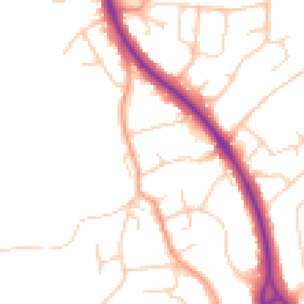 Daytime road noise heatmap for BN20 9HH