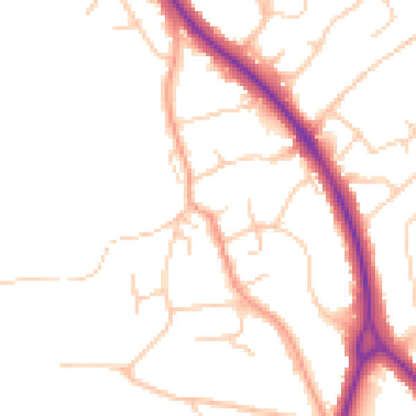 Daytime road noise heatmap for BN20 9HL
