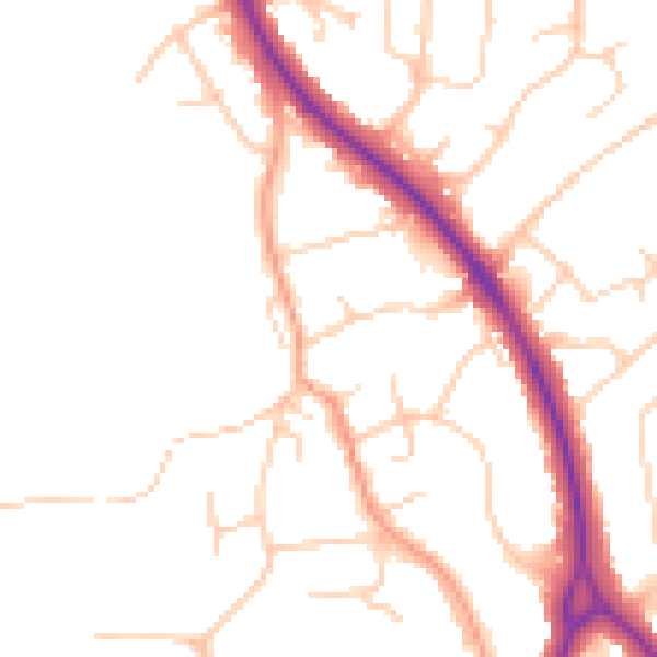 Daytime road noise heatmap for BN20 9HP