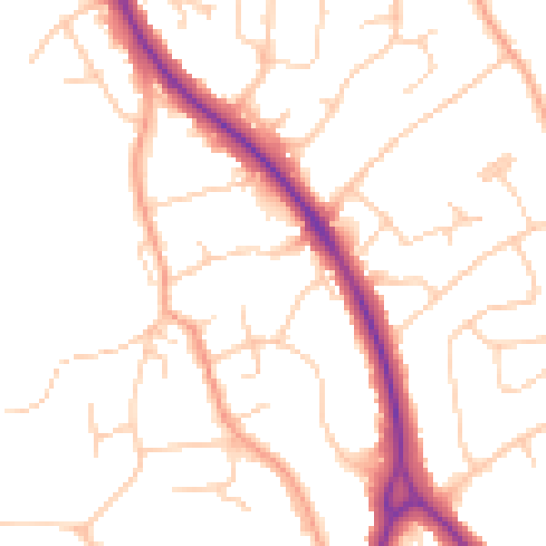Daytime road noise heatmap for BN20 9HS