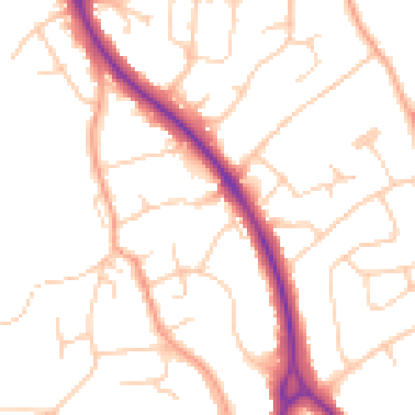 Daytime road noise heatmap for BN20 9HT