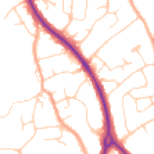 Daytime road noise heatmap for BN20 9HU